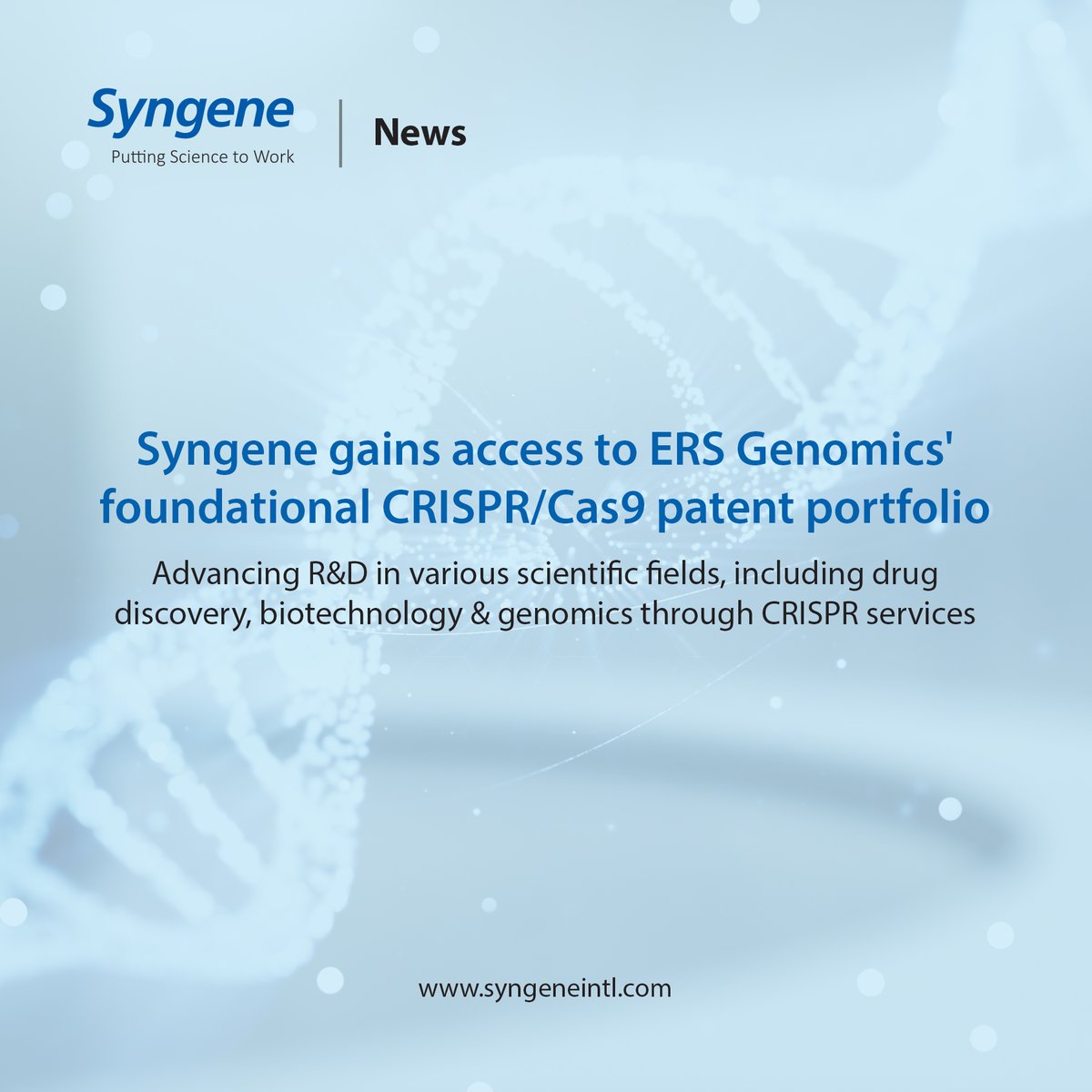 We are delighted to announce that Syngene has gained access to ERS Genomics' foundational #CRISPR patent portfolio through a licensing agreement, ushering in a new era of gene editing capabilities for our global partners.

#SickleCellDisease #BetaThalassemia
1/2