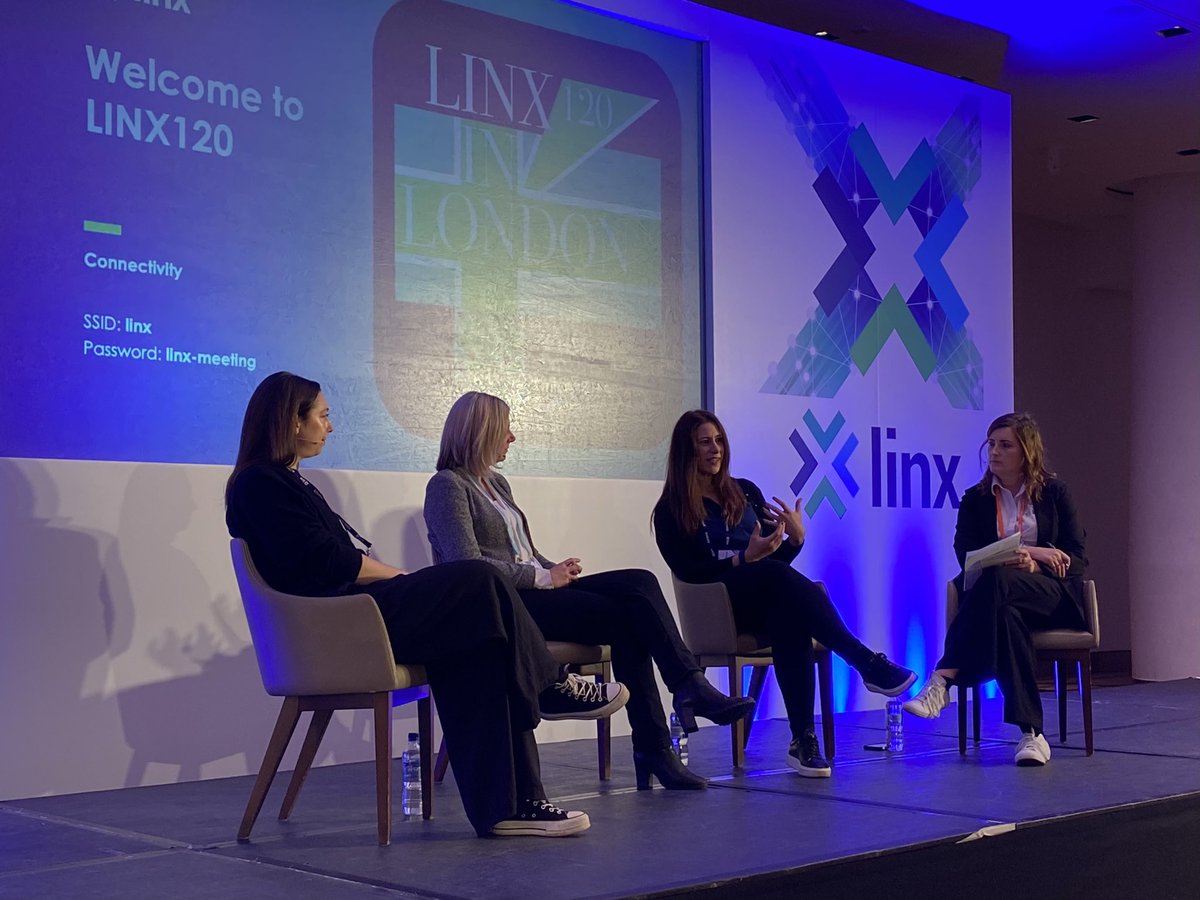 LINX_Network's tweet photo. A very strong #womenintech panel at #LINX120 chaired by LINX COO Jennifer Holmes. Discussions covering mentorship, advocacy and strategies for success. Thanks for Virginia Petrou @BSONetwork, Yama Glaub @SkyUK and Laura Pobjoy @TelehouseEurope https://t.co/HczB70TKgY