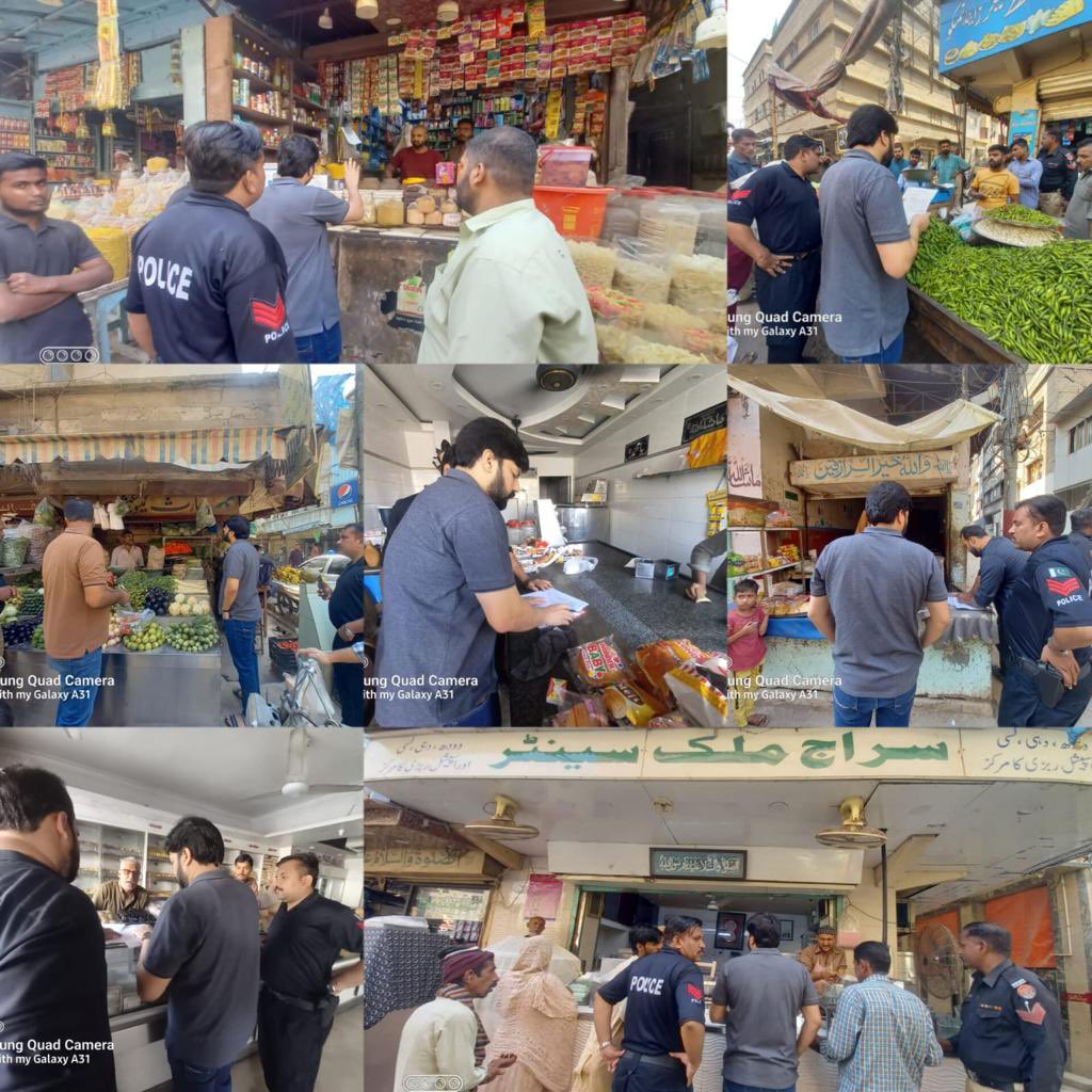 Assistant Commissioners of District Central conducted price inspection and imposed fines of Rs 40,000 on groceries, milk and vegetable vendors who committed different violations.