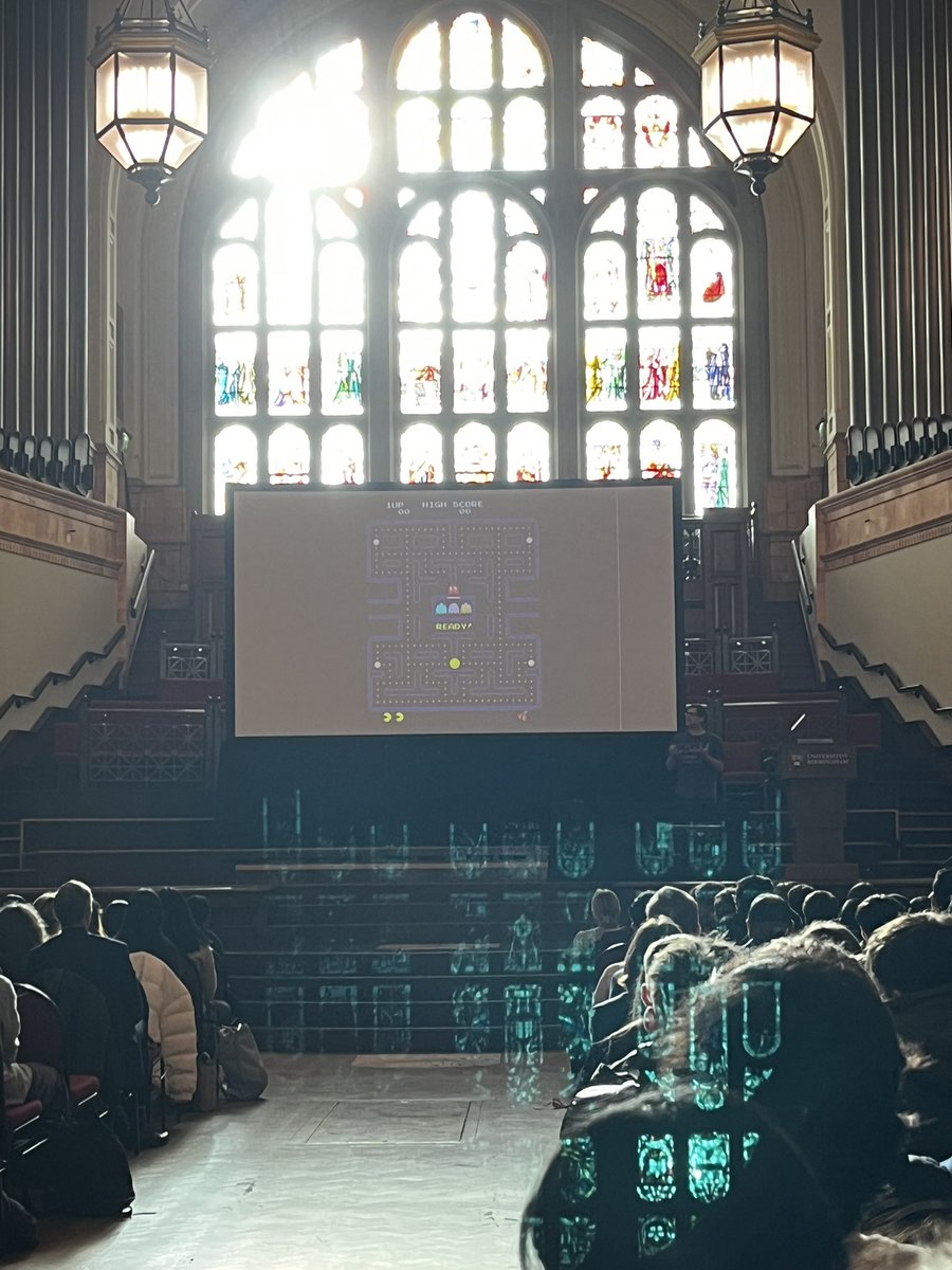 4th Form mathematicians are enjoying a mathematically enriching morning at Birmingham University with <a href="/ColinTheMathmo/">Colin Wright (@ColinTheMathmo@mathstodon.xyz)</a> &amp; <a href="/mscroggs/">Matthew Scroggs</a> . There really is Maths in everything - including juggling and Pac-Man!