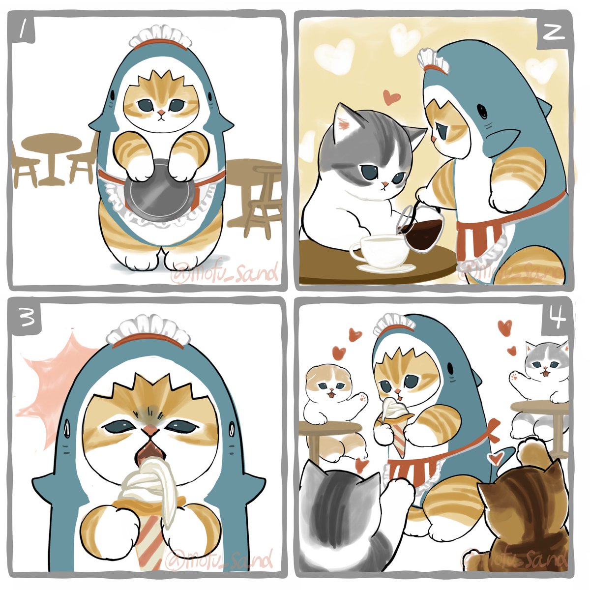 サメにゃん、カフェでバイトする。