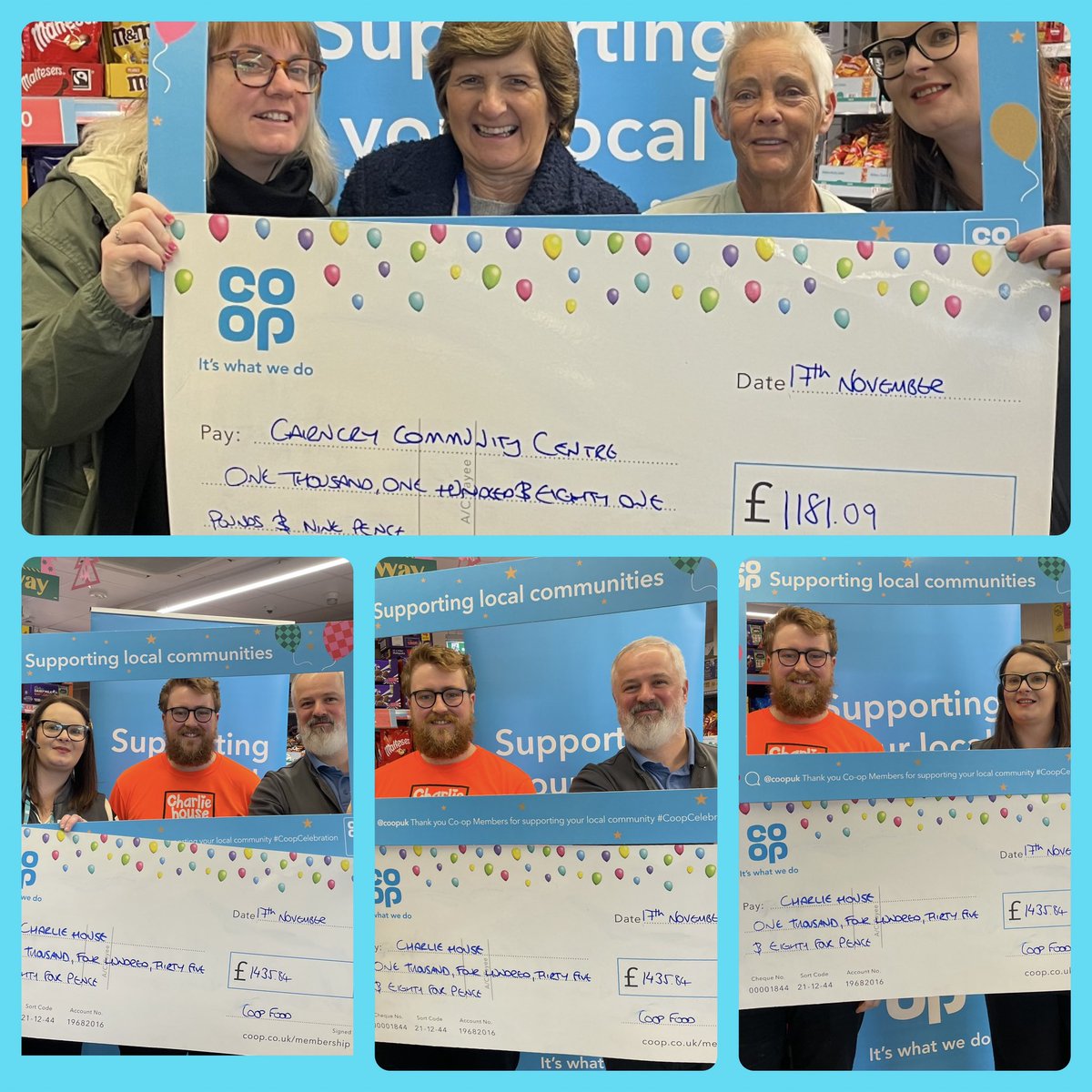 Wilmadeighan1's tweet photo. Fantastic to have our local causes in store today to celebrate the fabulous amount raised by the local communities in Rosehill and Lewis road #itswhatwedo #community #localcauses @CairncryCC @CharlieHouseHQ @ryananderson_81 https://t.co/rehwwayzW7