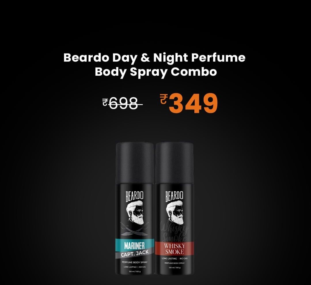 DLBabaoffical's tweet photo. Beardo Day &amp; Night Perfume Body Spray Combo @ ₹349 Only
(Flat 50% OFF)

CODE - MIDNIGHT

https://t.co/XWvJbx86og https://t.co/FbaKro7BaO
