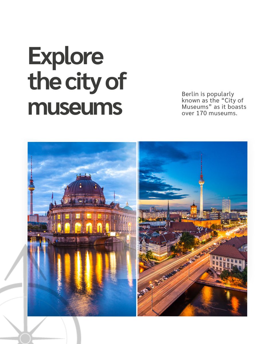 Berlin is popularly known as the “City of Museums” as it boasts over 170 museums. The Museum Island in the city center is a UNESCO World Heritage Site and home to several of these cultural institutions.

#CityOfMuseums #Unesco #WorldHeritageSite #Berlin #ExploreBerlin #Germany