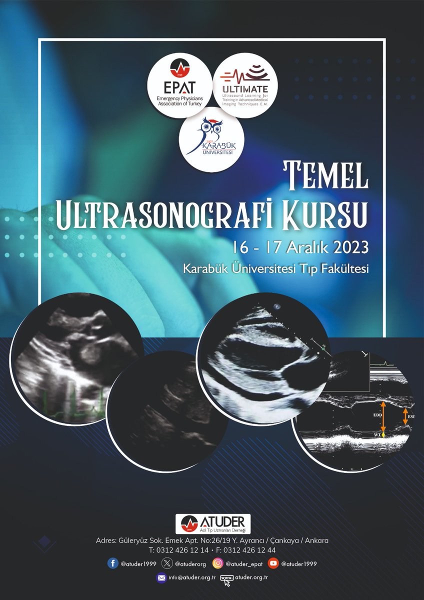 📣🚨Temel Ultrasonografi Kursu Karabük 📅16- 17 Aralık 2023⌛️🏃‍♀️🏃 atuder.org.tr/etkinlikler/82…📌#atuder #epat #us #usg #acil #aciltıp <a href="/BoraATUokm/">Bora Cekmen</a> @atis_emre <a href="/bsrbldk/">Büşra Bildik</a> <a href="/KemalZamir/">Zamir Kemal Erturk</a>