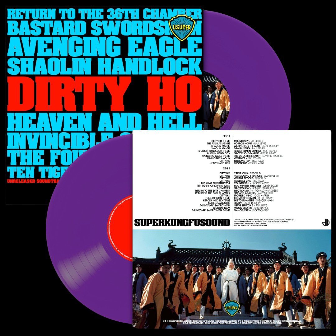 ***OUT NOW*** DIRTY HO!!!!!!!!!!!!! Music from the Shaw Brothers Martial Arts Movies !!!! 140G Clear Purple Vinyl with printed heavyweight plastic outer sleeve Bandcamp and usupermusic.com