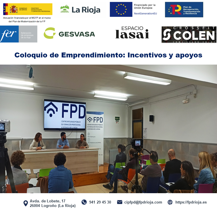 cipfpd_rioja's tweet photo. Esta mañana ha tenido lugar el "Coloquio: Incentivos y apoyos para emprender".
En FPD Rioja impulsamos el espíritu emprendedor para poner en práctica tu idea de negocio.
GRACIAS a todos por vuestra implicación.
#fp #fprioja #educacion #empleo #larioja #emprendimiento https://t.co/VPqRnchfA9