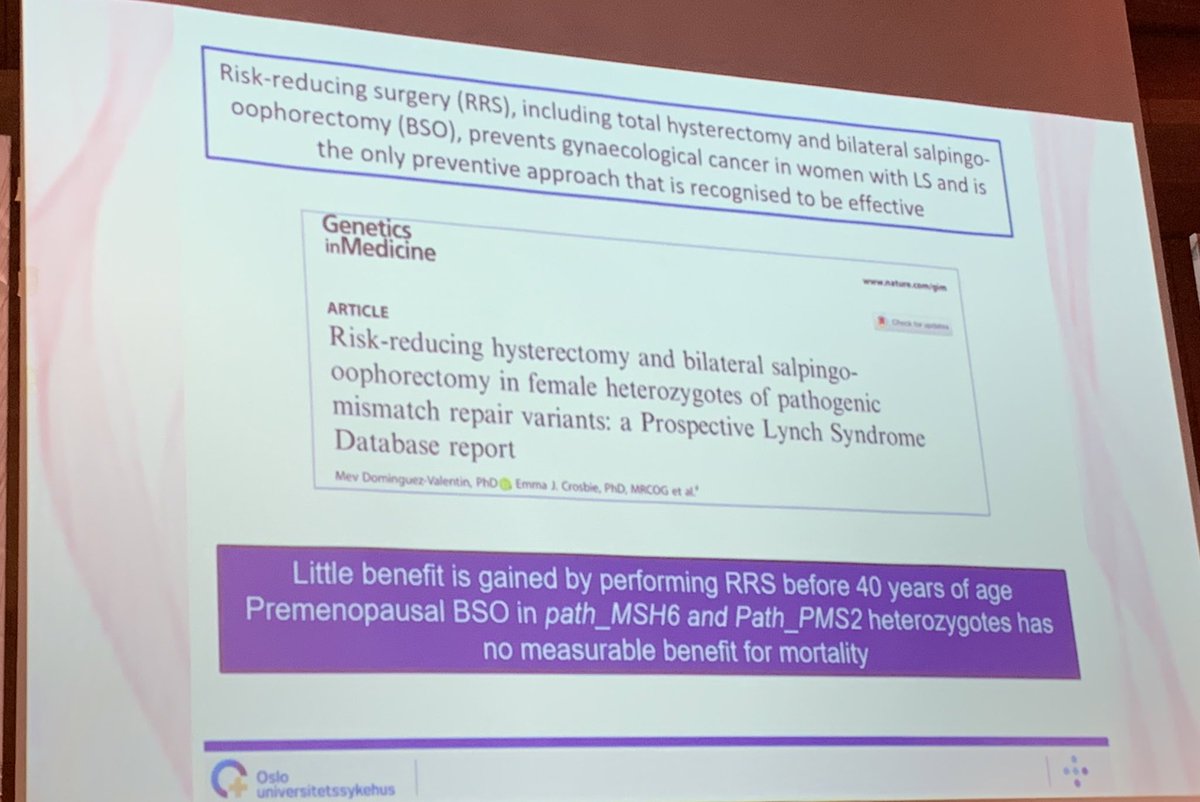 Angela Toss (@angela_toss) on Twitter photo Cumulative cancer incidence in #LynchSyndrome in a prospective dataset by Prof M. Dominguez Valentin
👉 Gyn cancer is the most frequent in female carriers
👉 Risk-reducing surgery still the only preventive approach
<a href="/FondazioneMen/">Fondazione Menarini</a> <a href="/fedrophd/">Fedro Peccatori MD, PhD</a> #AIFET Cumulative cancer incidence in #LynchSyndrome in a prospective dataset by Prof M. Dominguez Valentin
👉 Gyn cancer is the most frequent in female carriers
👉 Risk-reducing surgery still the only preventive approach
<a href="/FondazioneMen/">Fondazione Menarini</a> <a href="/fedrophd/">Fedro Peccatori MD, PhD</a> #AIFET