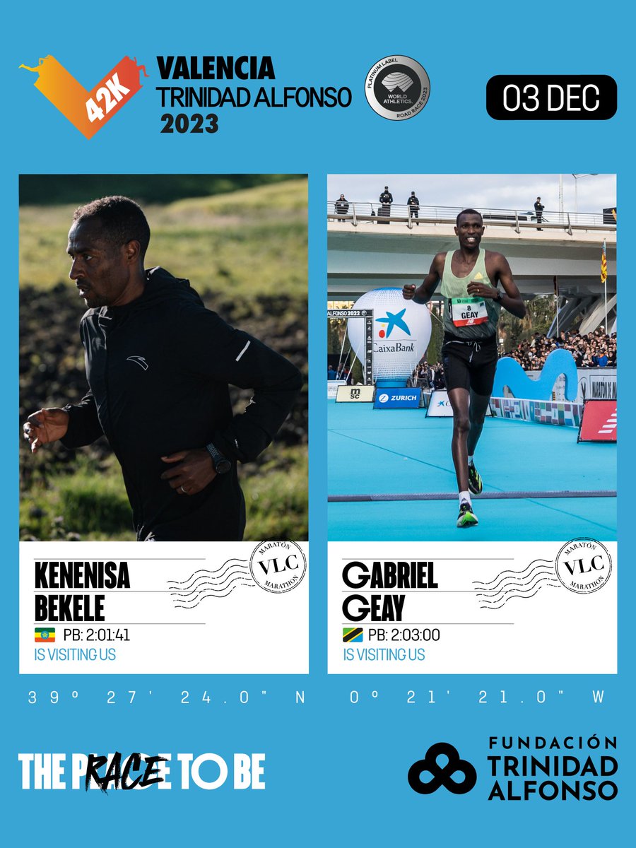💥La noticia que todos estabais esperando 💥

✳ <a href="/KenenisaBekele/">Kenenisa Bekele</a>  correrá el Maratón Valencia el próximo 3 de diciembre.

➕Junto a él, se incorpora también a la lista de salida el tanzano <a href="/GabrielGerald4/">GabrielGeraldGeay</a>.

📲Entry list: maratonvalencia.com

#42KValencia