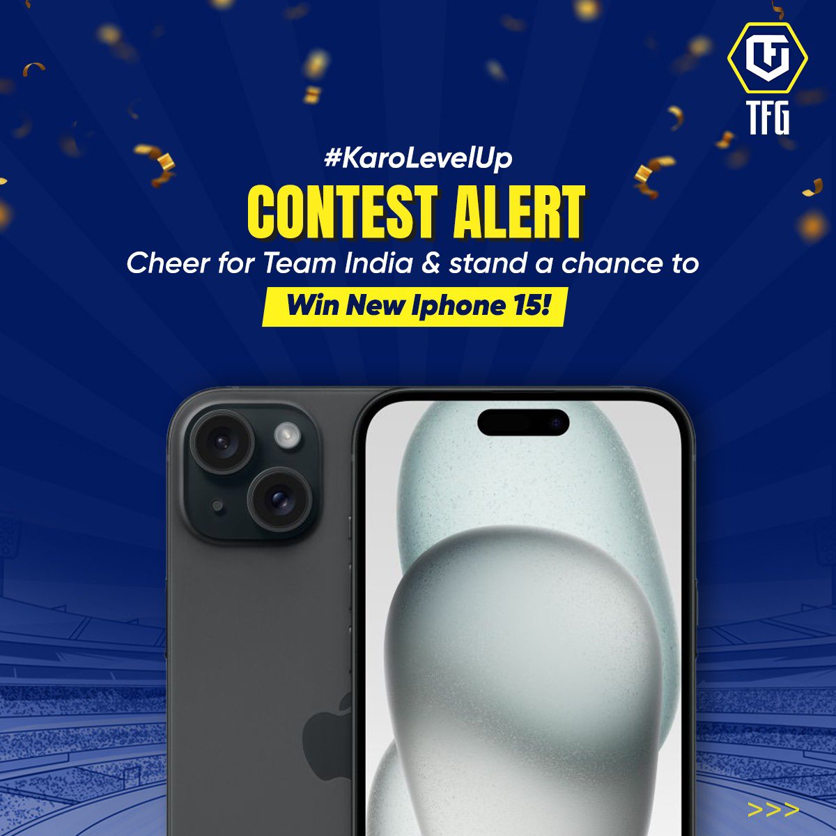 playtfg_in's tweet photo. 🚨🚨 Contest Alert🚨🚨
#KaroLevelUp this world cup with I phone 15🎁
Answer this:
“Which slogan will you use to cheer for team India?🇮🇳”
Follow all the rules and 📲Download the App using the Link in our Bio🔗
#KaroLevelUp
#contest #contestalert #contestindia #giveaway https://t.co/UqqHhmQ9ZI