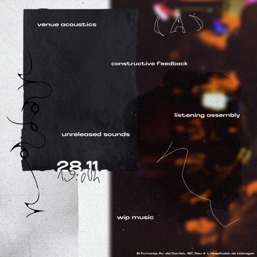 Abundance organitza trobada de productor_s d’electrònica de Barcelona i voltants. Es tracta d'una sessió d'escolta i presentació de projectes WIP amb el soundsystem del puma per tal de generar un entorn d'intercanvi d'idees, feedack constructiu i/o consells entre participants.