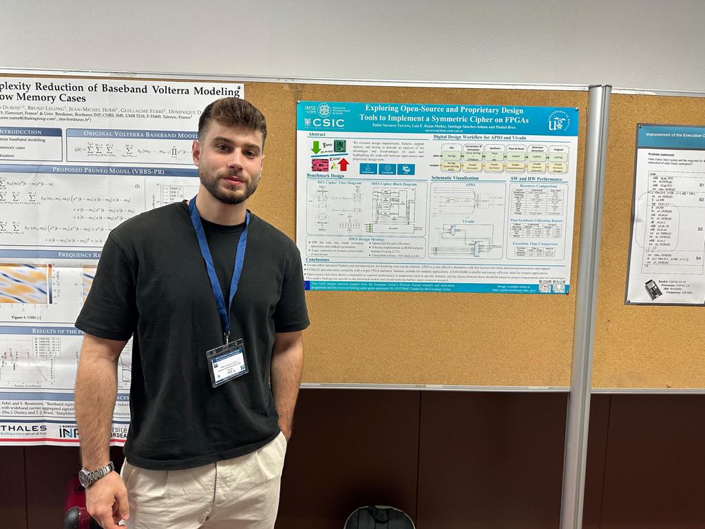 macarenac_mr's tweet photo. @PabloNT00 presented the poster "Exploring Open-Source and Proprietary Design Tools to Implement a Symmetric Cipher on FPGAs" https://t.co/xKkygWs2Dk