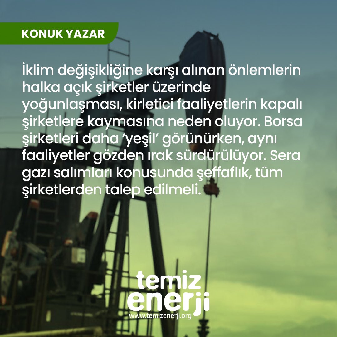 Kirletici faaliyetler halka kapalı şirketlere kayıyor

Haberin tamamını okumak için bağlantıya tıklayabilirsiniz.
lnkd.in/gafrxwsE

#temizenerji #yenilenebilirenerji #sürdürülebilirlik #yeşilenerji #enerjiverimliliği #enerjidepolama #enerjidönüşümü #güneşenerjisi