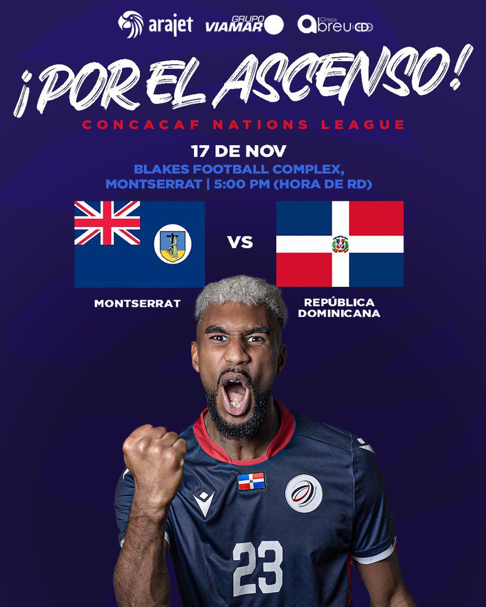 sedofutbol's tweet photo. #Absoluta| ¡DÍA DE PARTIDO! ⚽️🇩🇴🔥

🆚 Montserrat 🇲🇸 
🏟️ Blakes Football Complex 
📆 Viernes 17 de noviembre 
⏰ 5:00PM (hora de RD) 
🎥 YouTube Concacaf y Concacaf GO 

¡VAMOOS, DOMINICANA! 🇩🇴🇩🇴🇩🇴 https://t.co/jJdSptlVr3