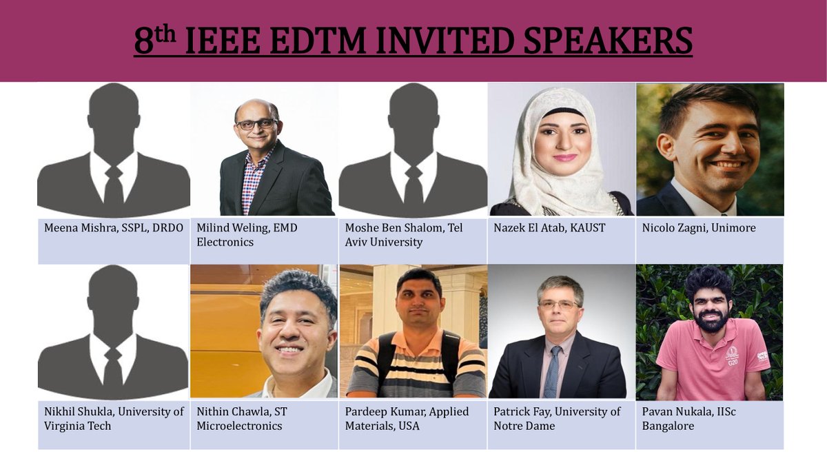EDTM2024 (@edtm202460220) on Twitter photo 8th #IEEE #EDTM2024 provides you the exclusive opportunity to meet in person, world’s renowned experts from both #industry and #academia as our #Invited Speakers.
<a href="/yogeshs36114738/">Yogesh S. Chauhan</a>
<a href="/shubhamsahay93/">Shubham Sahay</a>
<a href="/MayankIISc/">Prof. Mayank Shrivastava</a>
<a href="/GangulyUdayan/">Udayan Ganguly</a> 8th #IEEE #EDTM2024 provides you the exclusive opportunity to meet in person, world’s renowned experts from both #industry and #academia as our #Invited Speakers.
<a href="/yogeshs36114738/">Yogesh S. Chauhan</a>
<a href="/shubhamsahay93/">Shubham Sahay</a>
<a href="/MayankIISc/">Prof. Mayank Shrivastava</a>
<a href="/GangulyUdayan/">Udayan Ganguly</a>
