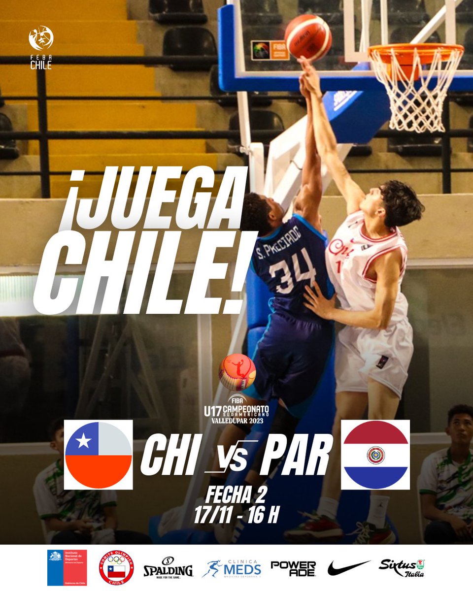 🇨🇱 ¡¡𝗛𝗼𝘆 𝘀𝗲 𝗝𝗨𝗘𝗚𝗔!! 🇨🇱

👊 Vamos por la victoria en la segunda fecha (16 H) del Sudamericano U-17 

📺 youtube.com/live/o5MVtXvTE…

<a href="/INDChileOficial/">IND Chile 🇨🇱</a> | #LaRojaDelBasket 🔴🔵