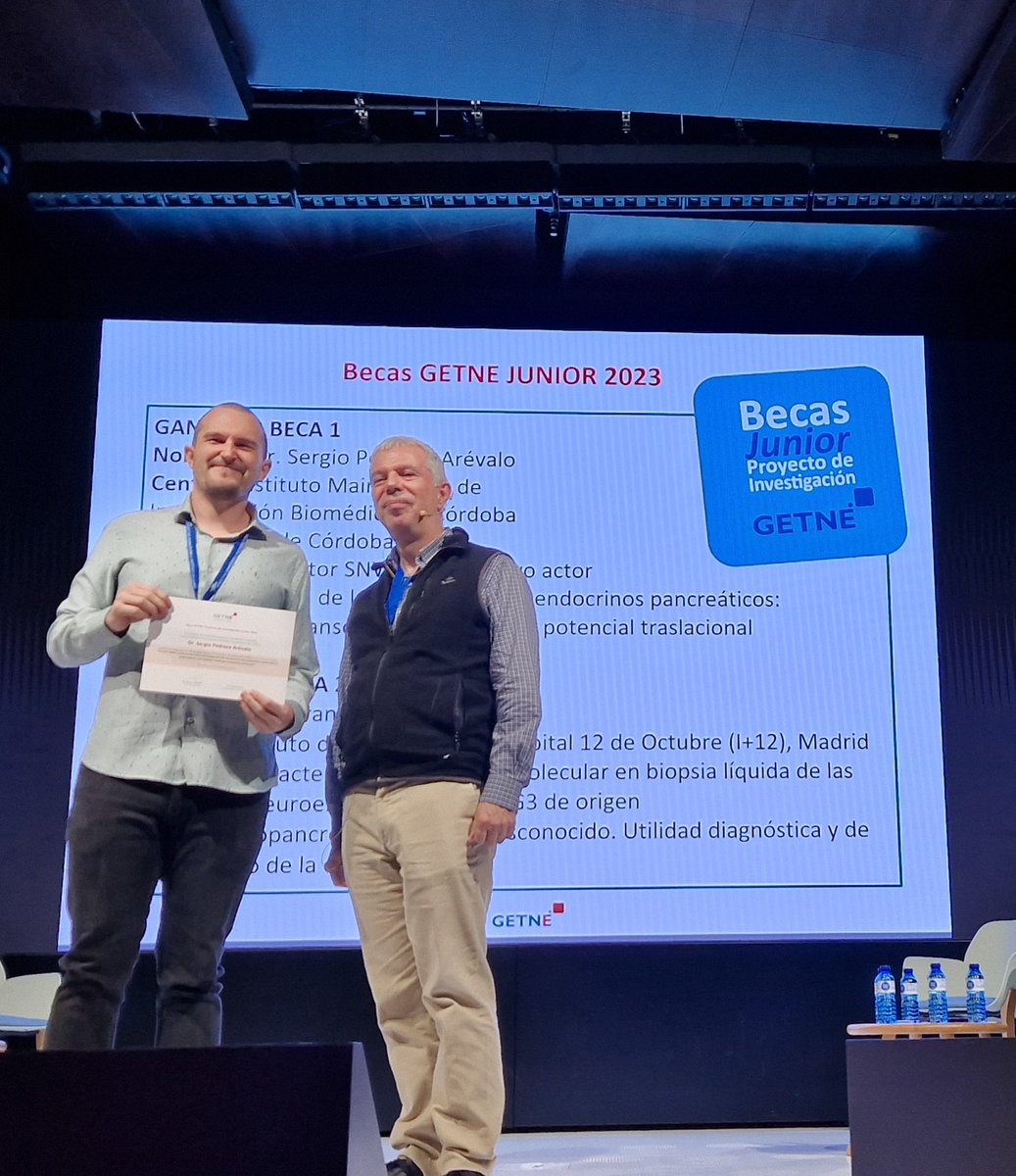 GrupoGetne's tweet photo. Becas Junior #GETNE23
✅️Sergio Pedraza (@Quilarius)
"SNW1 como actor en la progresión de los TNE pancreáticos: papel dual en transcripción y splicing y potencial traslacional"

✅️Arantza Lamas (@GCarboneroLab)
Perfil molecular en biopsia líquida de las NNEs G3 https://t.co/e3WUHSTqIZ