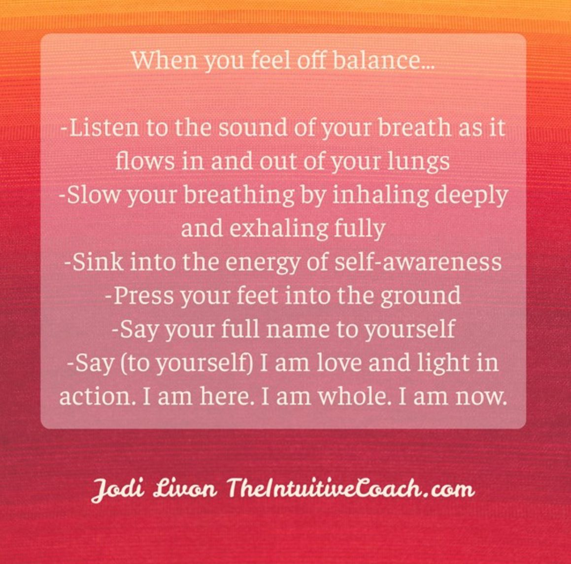 JodiLivon's tweet photo. When you feel off balance... #grounding #innerpeace #theintuitivecoach #selfcare #reducefear #thehappymedium #quotes #Friday https://t.co/Q7ENr5H8OL