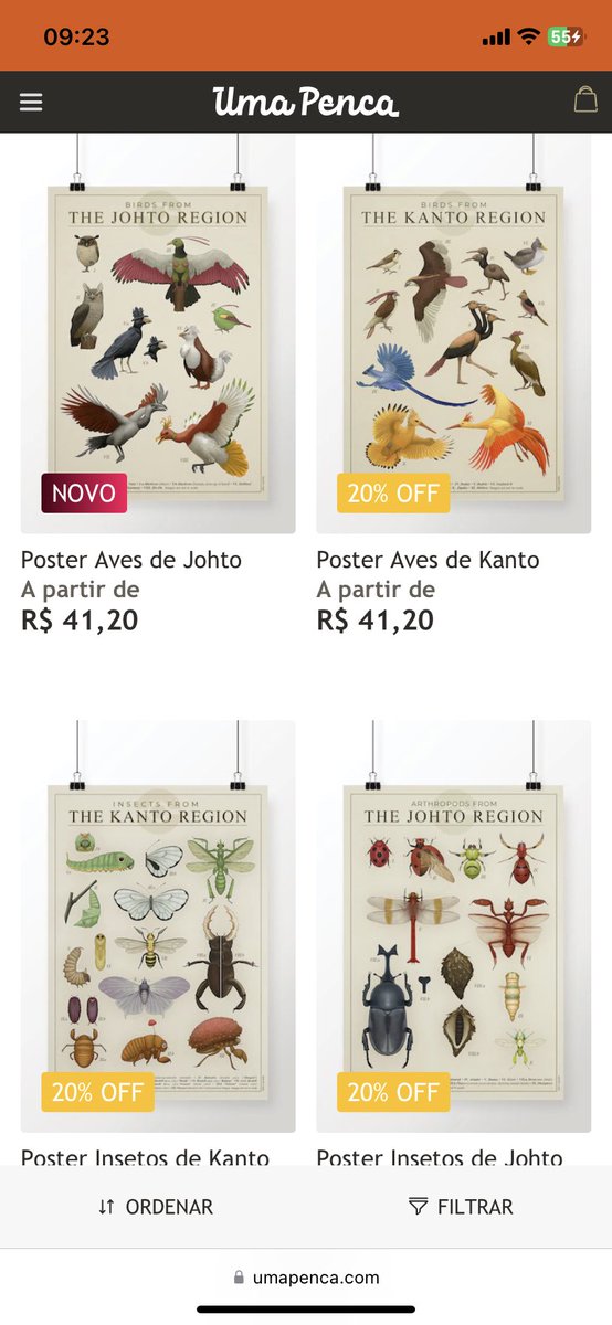 Coleguinhas brasileiros, o pôster das aves de Johto chegou na loja nacional e todos estão com 20% de desconto 💫

umapenca.com/lacerda-julio/