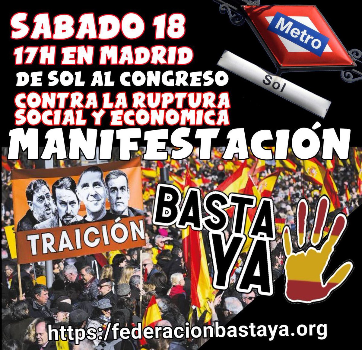 MANIFESTACIÓN AUTORIZADA HASTA EL CONGRESO. 
Nos acompañas o te vas a quedar en casa viéndolo por el teléfono? Ha llegado la hora de decir #BastaYa ‼️