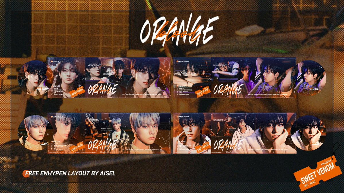 aiselsite's tweet photo. RTs are appreciated!

Dalam rangka comeback ENHYPEN "ORANGE BLOOD" aku mau bagi FREE LAYOUT di bawah ini, bebas buat dipakai siapa aja. Sekalian ada SALDO E-WALLET buat 2 orang. Syaratnya RT tweet ini dan cek reply ya! 

sfu #zonauang https://t.co/m0nhzZKh4U