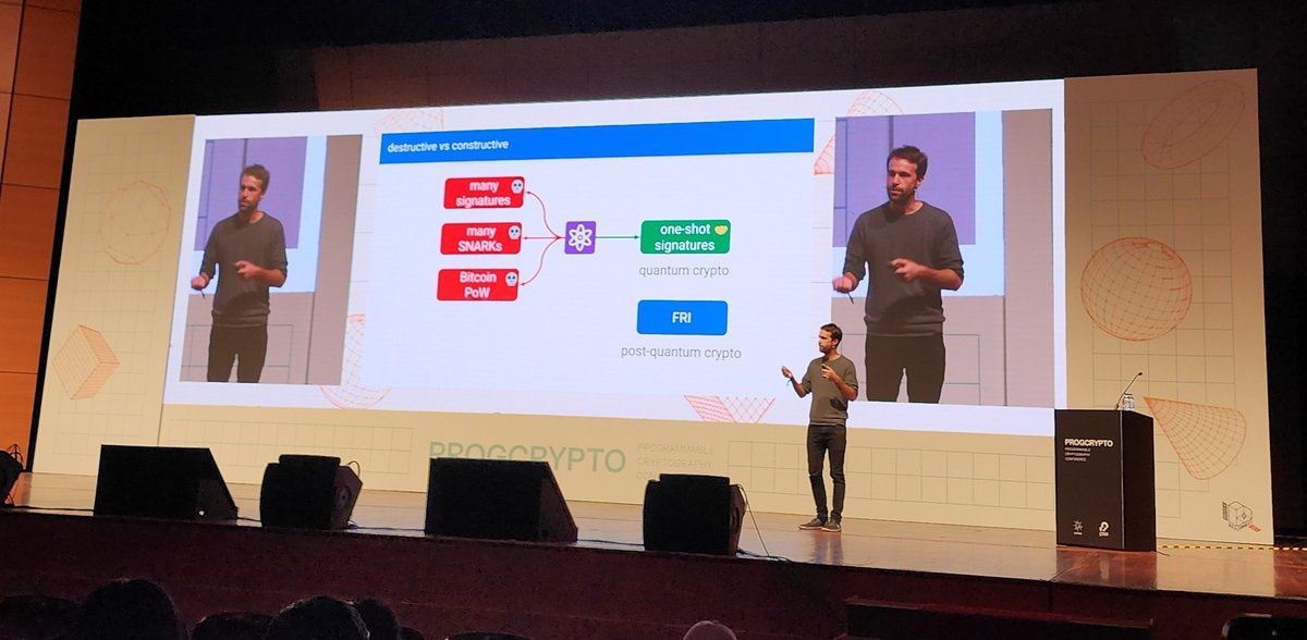 hyungkyu_hqueue's tweet image. one-shot signatures session at #Progcrypto @EFDevconnect by @drakefjustin is exciting and I can get more understanding 💡on the use case of quantum computing in blockchain. 📄⚒️