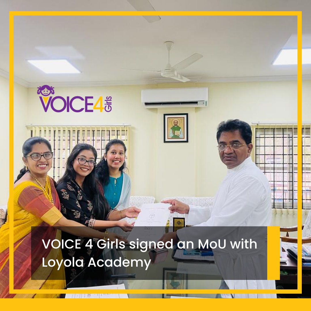 We are excited to announce the MoU signing between VOICE 4 Girls and Loyola Academy Hyderabad. With our mutual efforts, we hope to reach out to more adolescents in the State and create leaders who are socially conscious! #Empowerment #voice4girls @vanithaprabu1 @anushabharadwaj