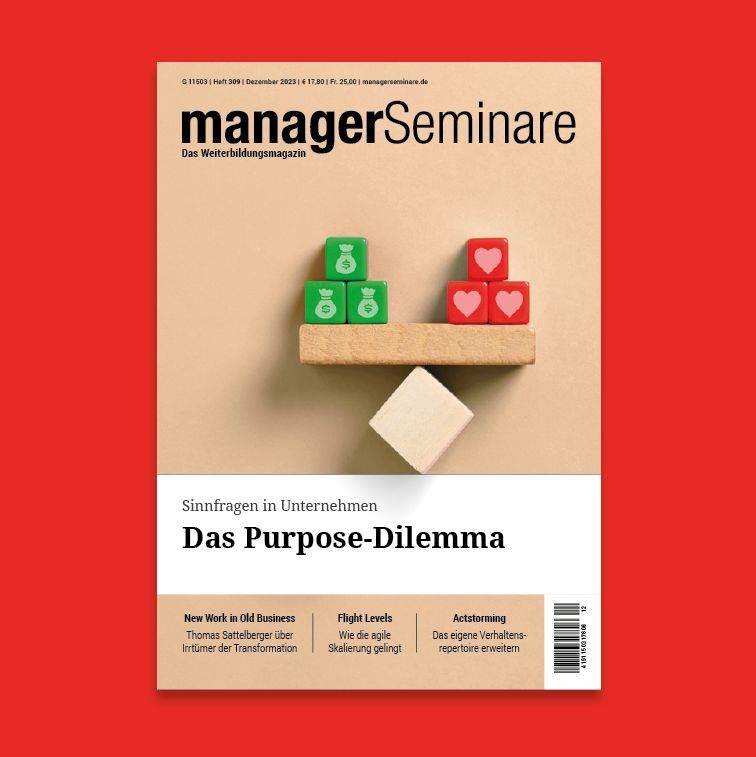 Die neue Ausgabe von managerSeminare ist erschienen 🙌msmagazin.info/mS309

Im Titelbeitrag geht es um die Frage, wie Unternehmen zwei Dinge unter einen Hut bekommen, die sich vermeintlich ausschließen: Profitorientierung und Purpose. 

Viel Spaß beim Lesen! Euer mS-Team 👋
