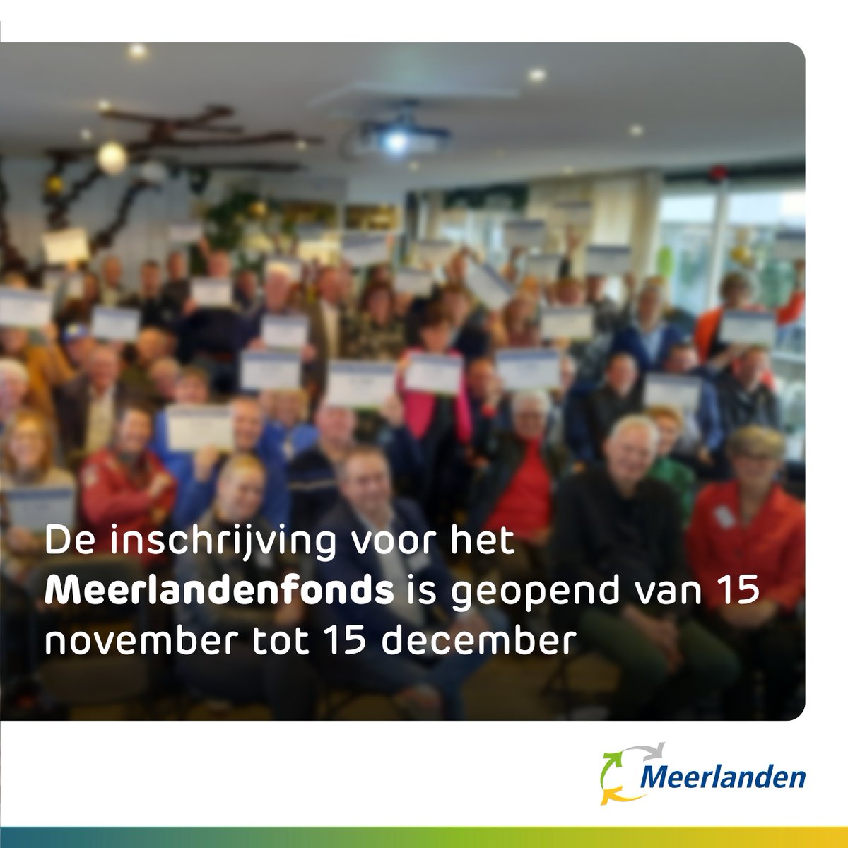 #Vrijwilligers van goede doelen en verenigingen opgelet! Je kunt nog tot 15 december inschrijven voor een bijdrage uit het #Meerlandenfonds 👇meerlanden.nl/over-meerlande…