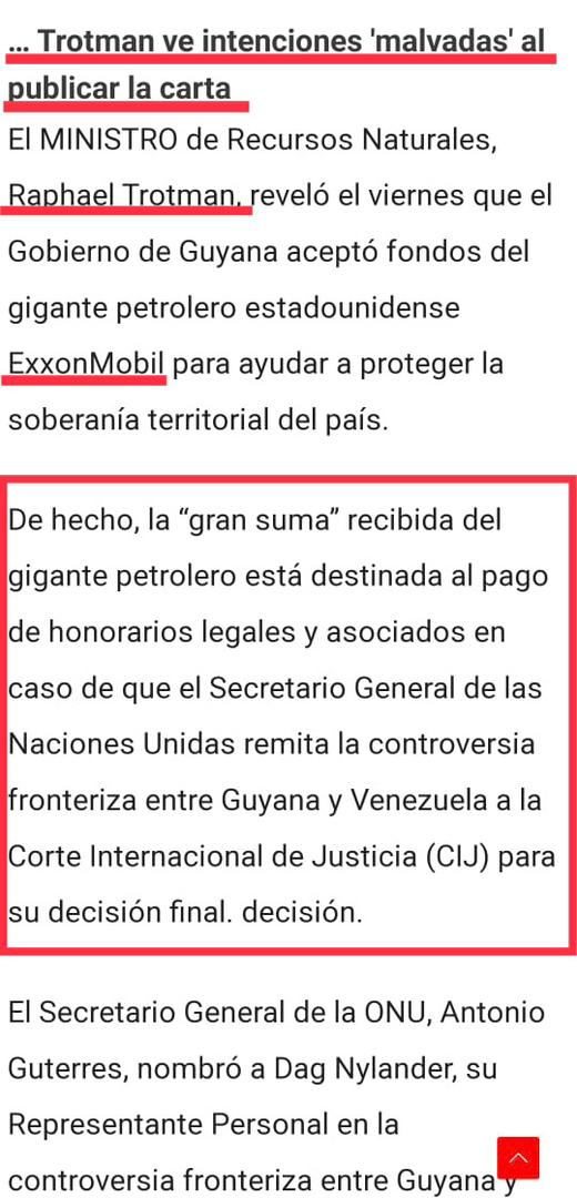 El/La que tenga ojos que lea: ex  funcionarios de #Guyana aceptan y confiesan en sus medios que, efectivamente, la empresa <a href="/exxonmobil/">ExxonMobil</a> ha financiado los gastos del equipo jurídico de #Guyana en la Corte Internacional de Justicia. La transnacional petrolera estadounidense está al