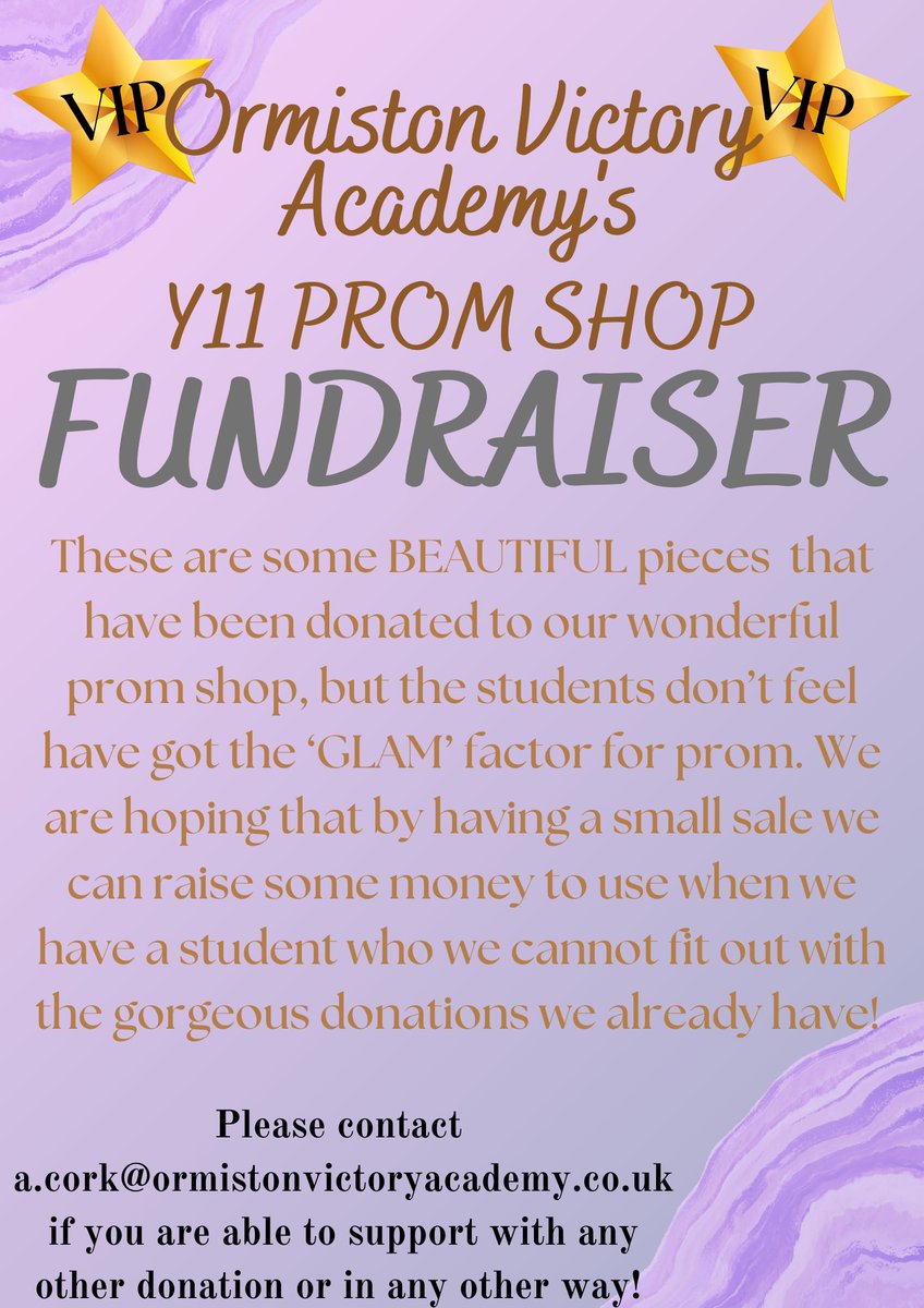 Year11VIP's tweet photo. ⭐️Join us tomorrow for the Christmas market, we have some Incredible dresses and accessories to sell in order to raise funds for our prom shop! At OVA 10am-3pm!⭐️
@VictoryAcad https://t.co/mvgLoHeOsw
