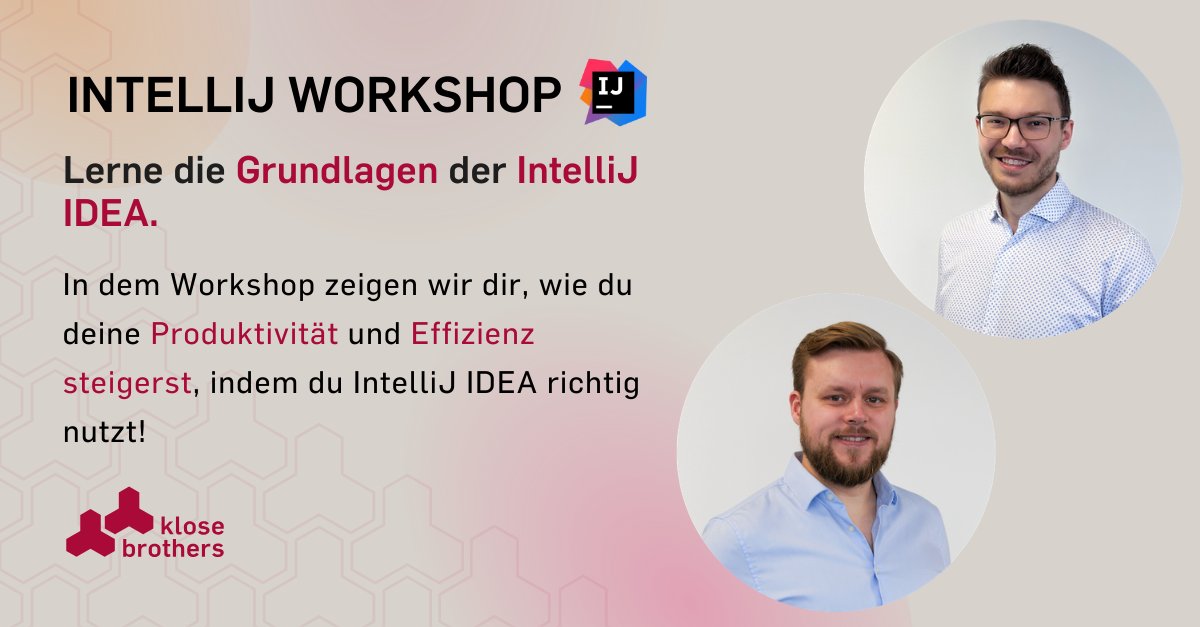IntelliJ Workshop! 👇
Egal, ob du gerade erst anfängst, mit #intellij zu arbeiten oder schon Vorkenntnisse hast, wir zeigen dir eine große Auswahl an #Plugins und #Shortcuts, die dir deine Arbeit vereinfachen!

klosebrothers.de/intellij-works…