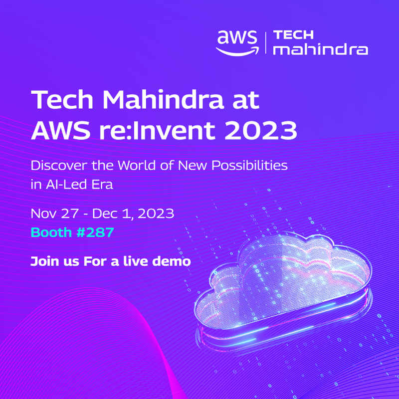 tech_mahindra's tweet photo. @tech_mahindra, proud Gold Sponsor of AWS, is set to unveil cutting-edge cloud solutions at AWS re:Invent '23

Visit us at booth #287 from November 27th to December 1st in Las Vegas and witness live demos.

Register here: https://t.co/SGHw7kyD26

#AWSreInvent #InnovationUnleashed