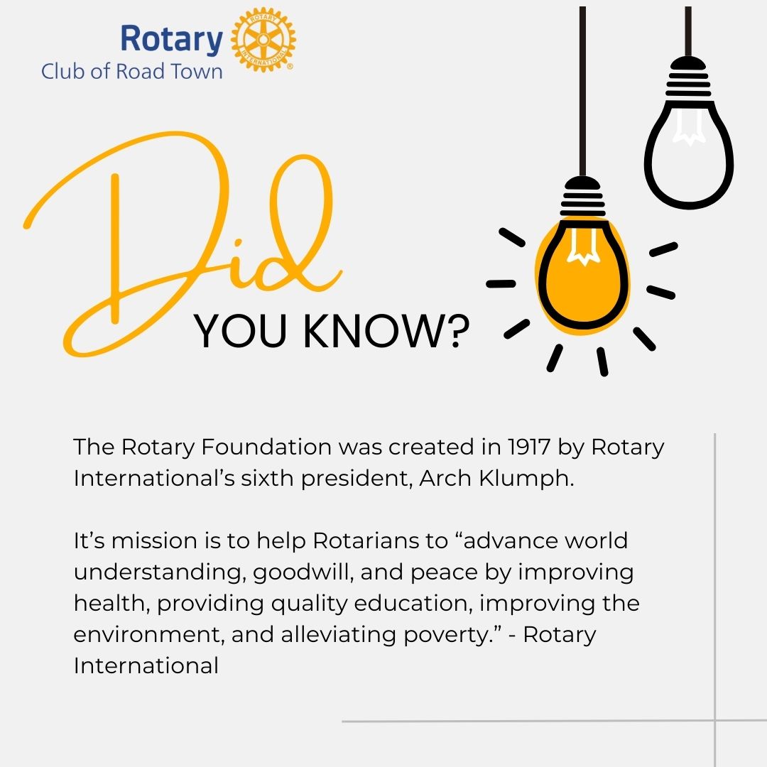 Did You Know? 

#RotaryClubofRoadTown #District7020 #ServiceAboveSelf #PeopleOfAction #RotaryResponds #FoundationMonth #DidYouKnow