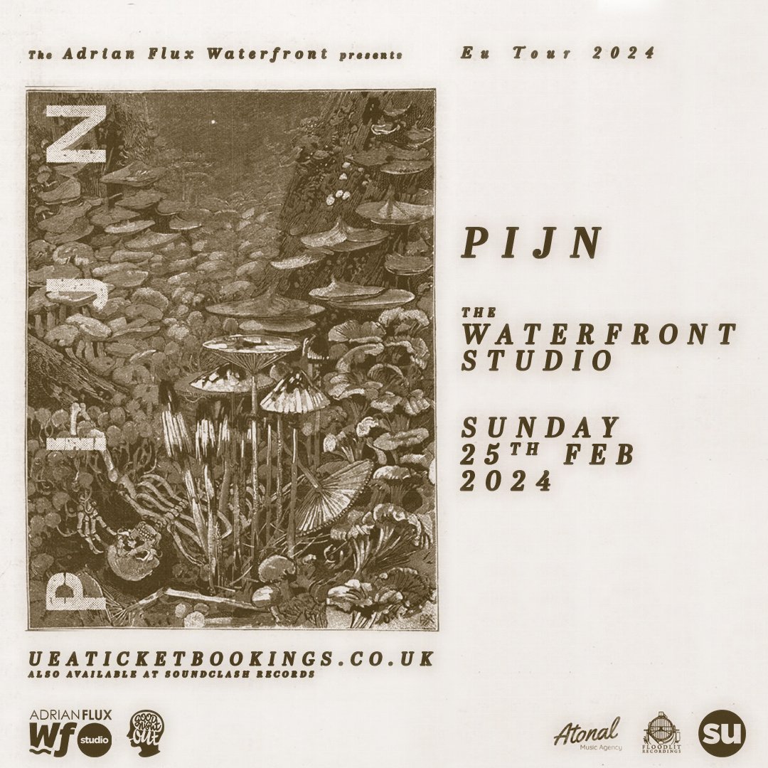 🚨JUST ANNOUNCED🚨 @pijnband have been making waves across Europe for a few years. We are excited to host the Manchester-based collective at The Waterfront Studio in February next year! We're buzzing for this one, make sure to secure your ticket now! > bit.ly/3G4LzFq