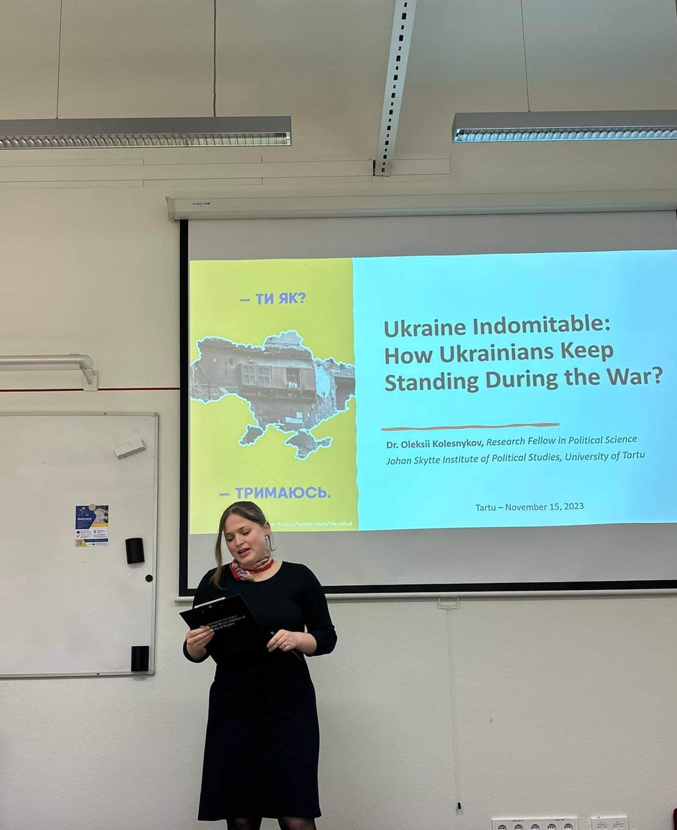 🗓️On Nov 15, <a href="/skytteUT/">Skytte Institute UT</a> organized a public lecture, 🇺🇦"Ukraine Indomitable: How Ukrainians Keep Standing During the War?" by Oleksii Kolesnykov.💡 The Q&amp;A, skillfully moderated by Catherine Gibson -  added depth to the discussion.  #Baltics4UA #Ukraine