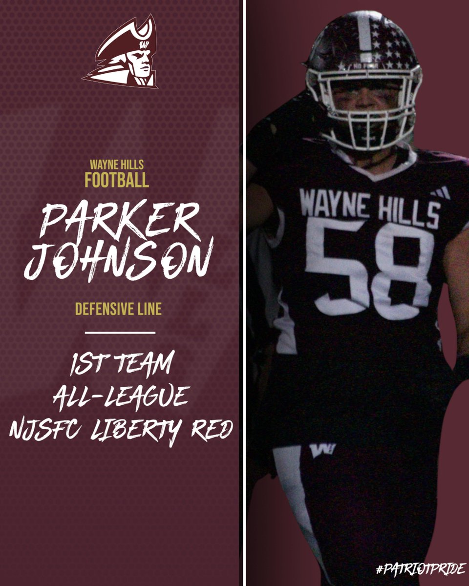 Wayne Hills Football (@waynehills_fb) on Twitter photo Congrats to Parker Johnson on being named First Team All-League!!
<a href="/whillsathletics/">waynehillsathletics</a> <a href="/WayneHillsPrinc/">Michael J. Rewick</a>
#PatriotPride Congrats to Parker Johnson on being named First Team All-League!!
<a href="/whillsathletics/">waynehillsathletics</a> <a href="/WayneHillsPrinc/">Michael J. Rewick</a>
#PatriotPride