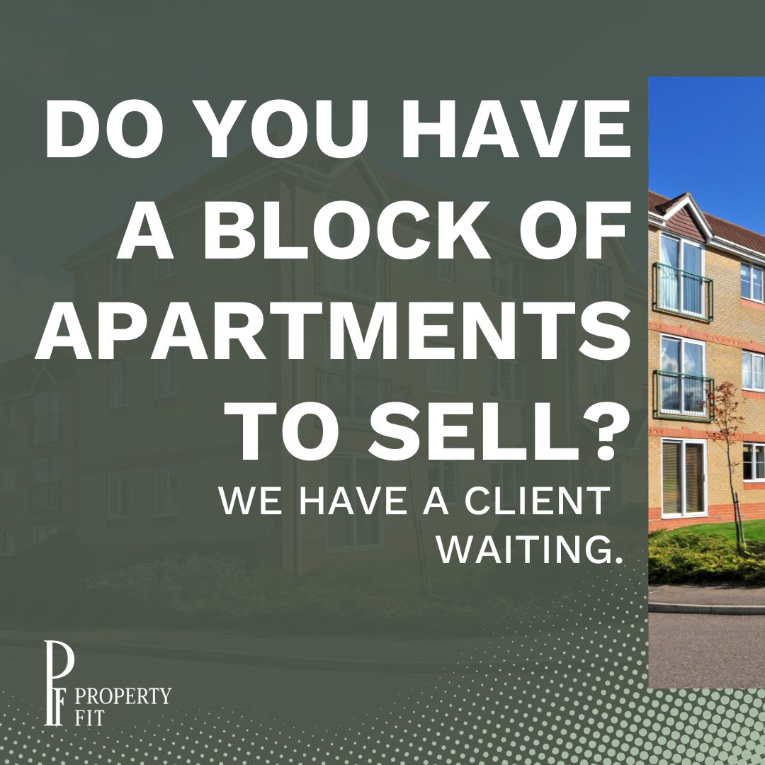UKPropertyFit's tweet photo. We have a client looking to buy a completed block of apartments in Greater Manchester/Merseyside, with a budget of £2,000,000. If you, or somebody you know, is able to provide this, please contact the Property Fit team at info@property-fit.com

#propertyinvestment https://t.co/aZL9UHPyu0