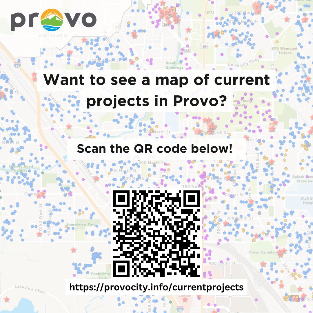 provocity's tweet photo. Did you know you can view projects that are happening in Provo? Visit https://t.co/ErXlGheBhq to see an interactive map of where Planning Applications and Building Permits are taking place throughout the city. 

#ProjectMap #ForwardLooking #ProvoPillars https://t.co/43tD5Oucbe