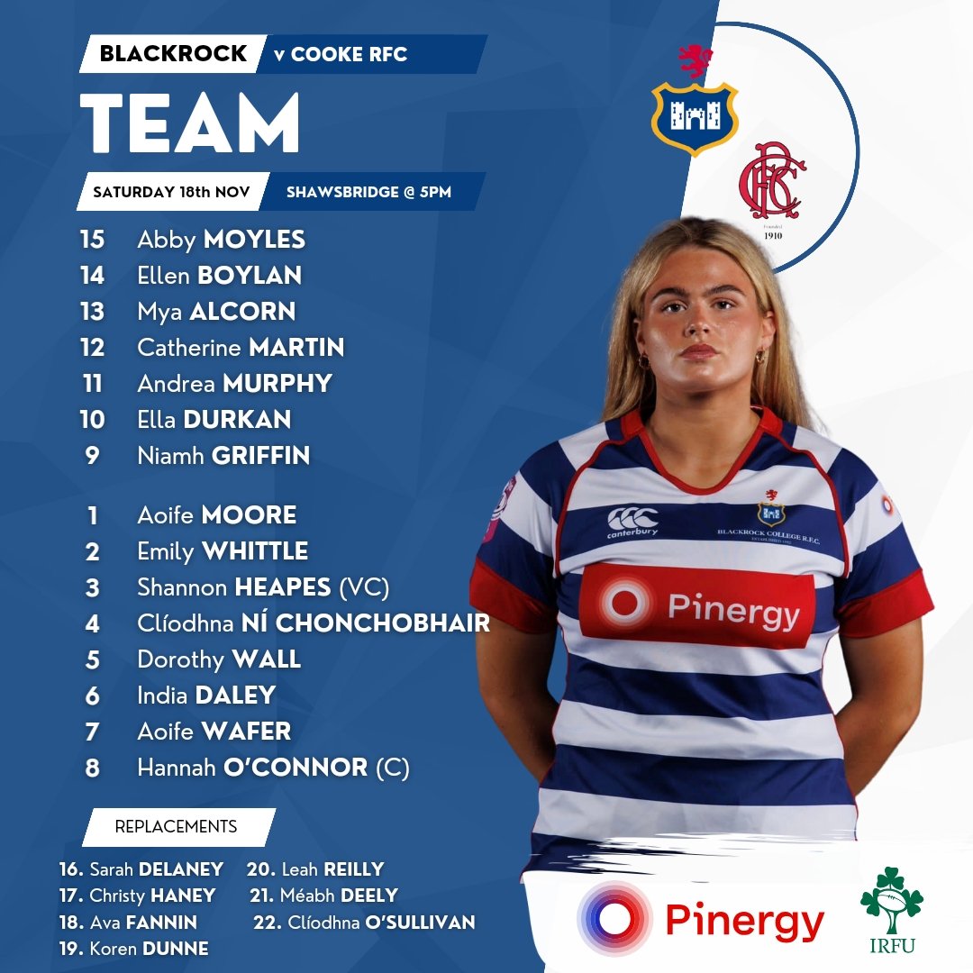 𝙏𝙚𝙖𝙢 𝙉𝙚𝙬𝙨 📰
Ready for a road trip North. Here's our Rock 22 who take on @CookeRFCWomen in Belfast tomorrow evening. Good to see welcome more familiar faces back in the mix 👀👊🏻 💙❤️
#RockRugby #Pinergy #PoweringTheDifference