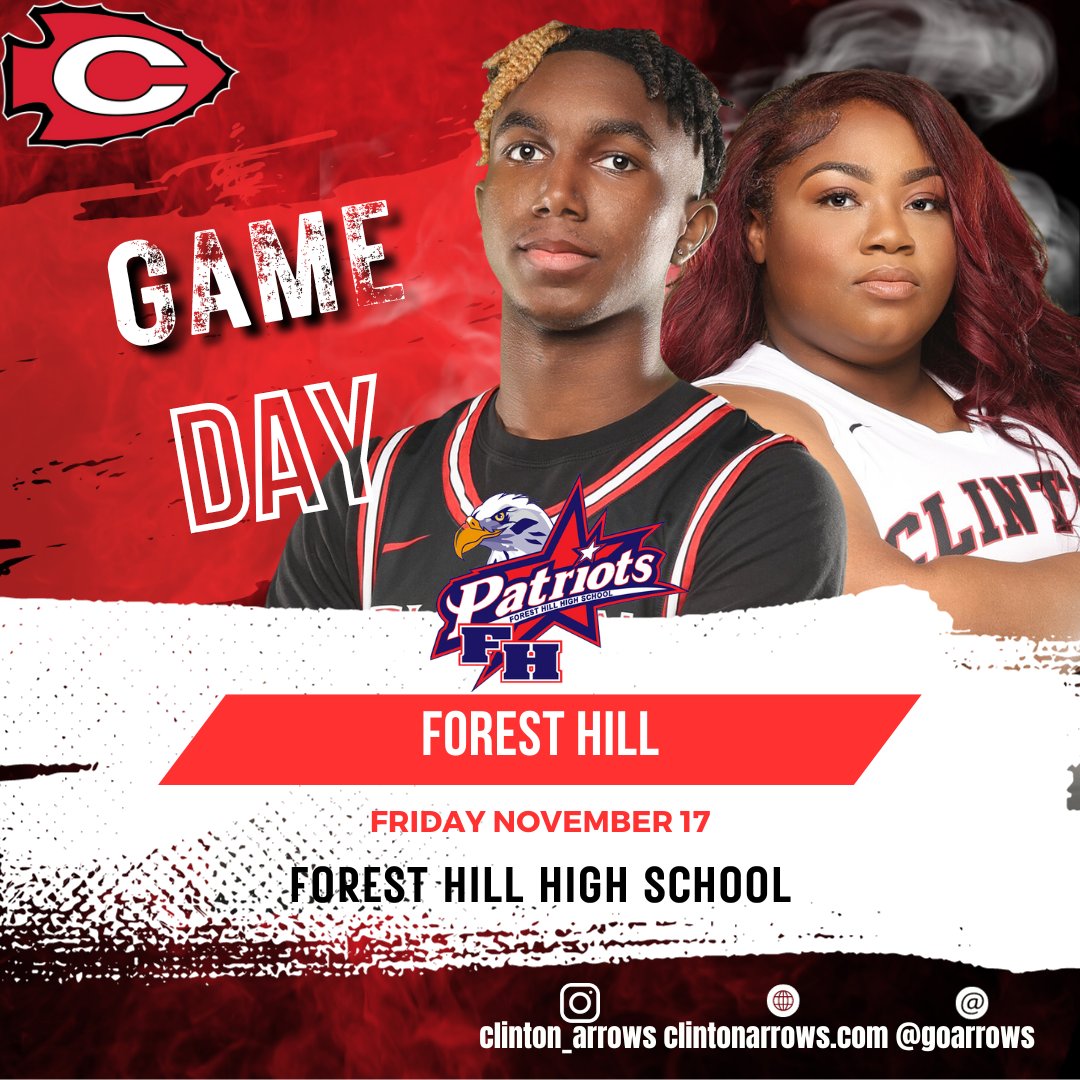 🆚: Forest Hill ⏰: Girls- 6 PM / Boys- 7:30 PM 🗓️: Friday, November 17 📌: 2607 Raymond Rd, Jackson, MS 39212 🎟️: gofan.co/event/1219625?… @LadyArrowsBball @ArrowBoysBB @ClintonSchools