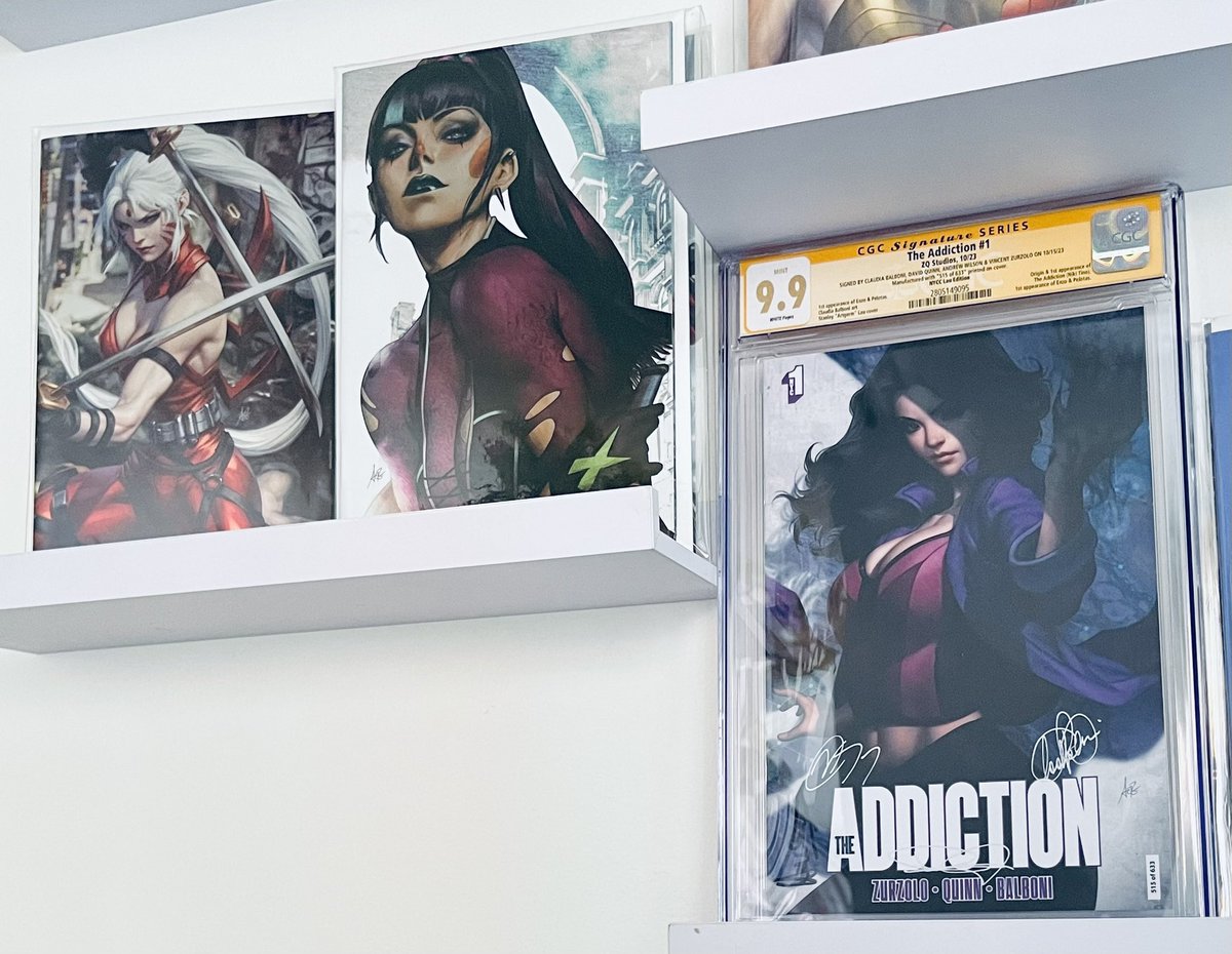 Lightning fast delivery of the @artgerm variant of The Addiction-my first 9.9 CGC, signed by all the passionate folks involved with this project! @MondoFreiman thanks for the heads up! And same day got my virgin foils from Artgerm too of Wildcats’ Zealot and Punchline! Great day!