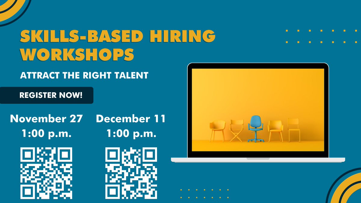 Employers, do you struggle with finding qualified talent? Your job postings may be turning away a large group of qualified applicants. Gain a recruiting advantage and take a skills-based approach to your job postings in one of our free virtual workshops!