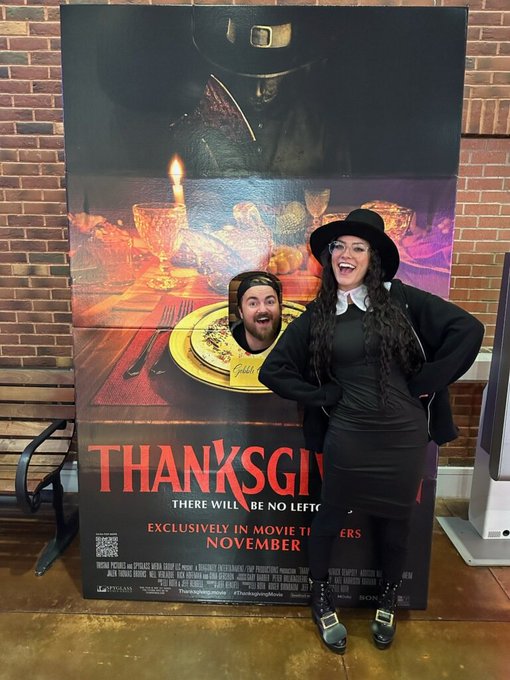 Did I get dressed up to go see Thanksgiving? YES I DID! I'M OBSESSED. Go grab all your friends and see<a href="/tag/thanksgivingmovie"class="tags"><span>#thanksgivingmovie</span></a>