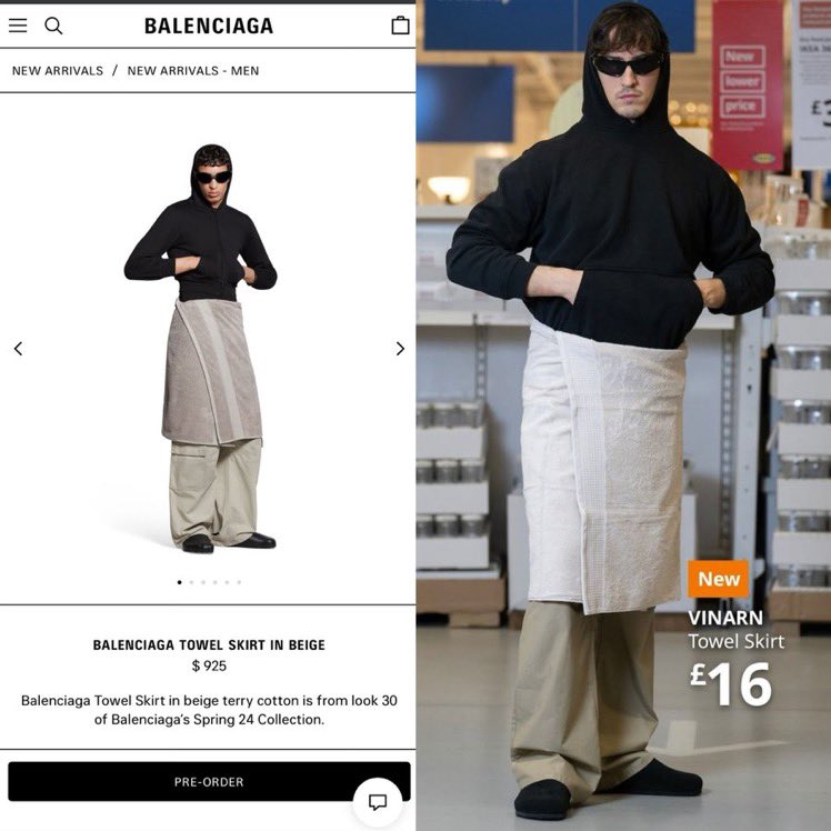 Maravilla el troleo de Ikea a la falda toalla de Balenciaga 😂😂😂#powerdressing