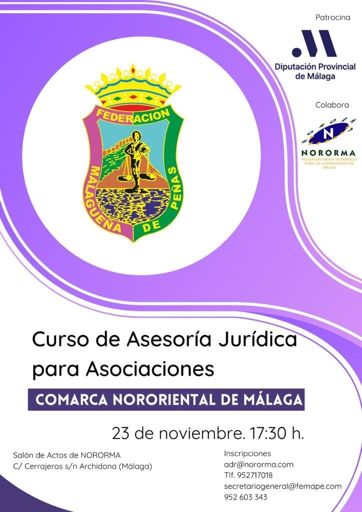 🏢 Nuestra sede acoge la próxima semana un taller gratuito de asesoría jurídica para asociaciones

📅 23 de noviembre
🕠 17:30 horas

📑 Traed vuestros estatutos para orientaros sobre la importancia y utilidad de los mismos.