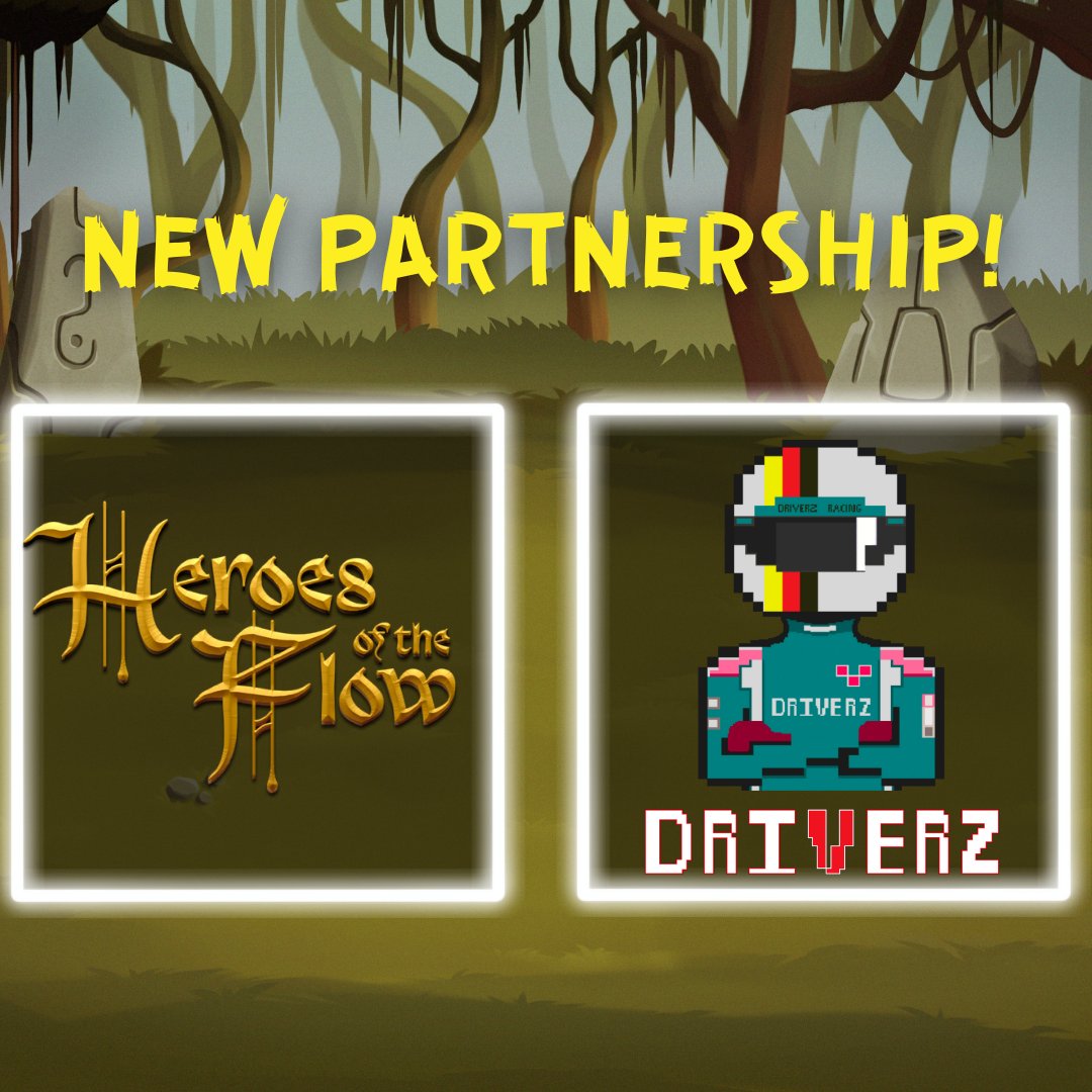We are happy to announce our latest partnership with @DriverzWorld 🎉

To celebrate we are giving 10 guaranteed mint spots for our upcoming FREE mint 🥳 

to enter: 
Follow  <a href="/heroesoftheflow/">Heroes of the Flow🏅🎮</a> and @DriverzWorld 
Like 👍 + RT 🔁
Tag some friends 🫂

#onFlow #FreeMint #partnership