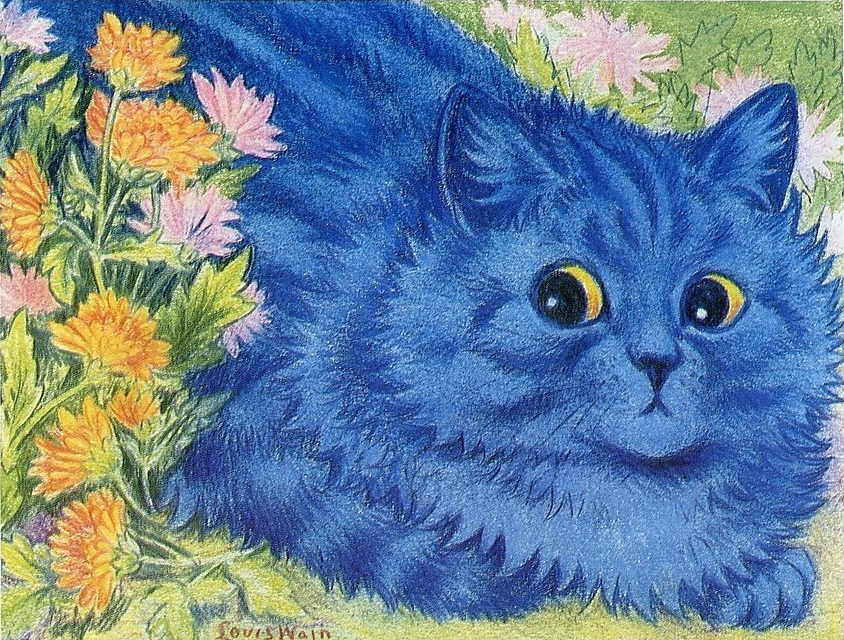 LouisWainBot's tweet photo. 'Blue Cat' https://t.co/Wx0Zd7Hb2x
