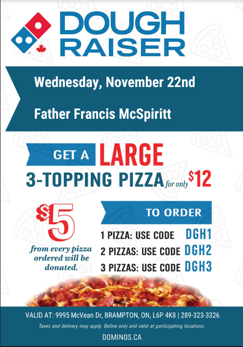 McspirittCSC's tweet photo. Lets make dinner plans easy...on Wednesday November 22nd - order DOMINOS PIZZA @McSpirittDPCDSB https://t.co/IK9Hq1BfPr