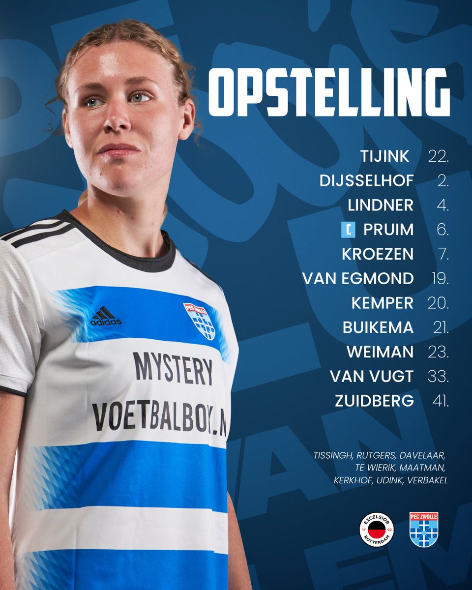 ⚽️💙 De basiself voor vanavond! Ten opzichte van vorige week staat Sophie van Vugt in de basis in plaats van Eef Kerkhof. 

#excpec #peczwollevrouwen